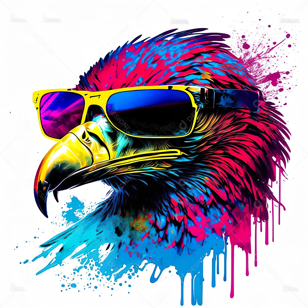 Águia colorida sem fundo está usando um par