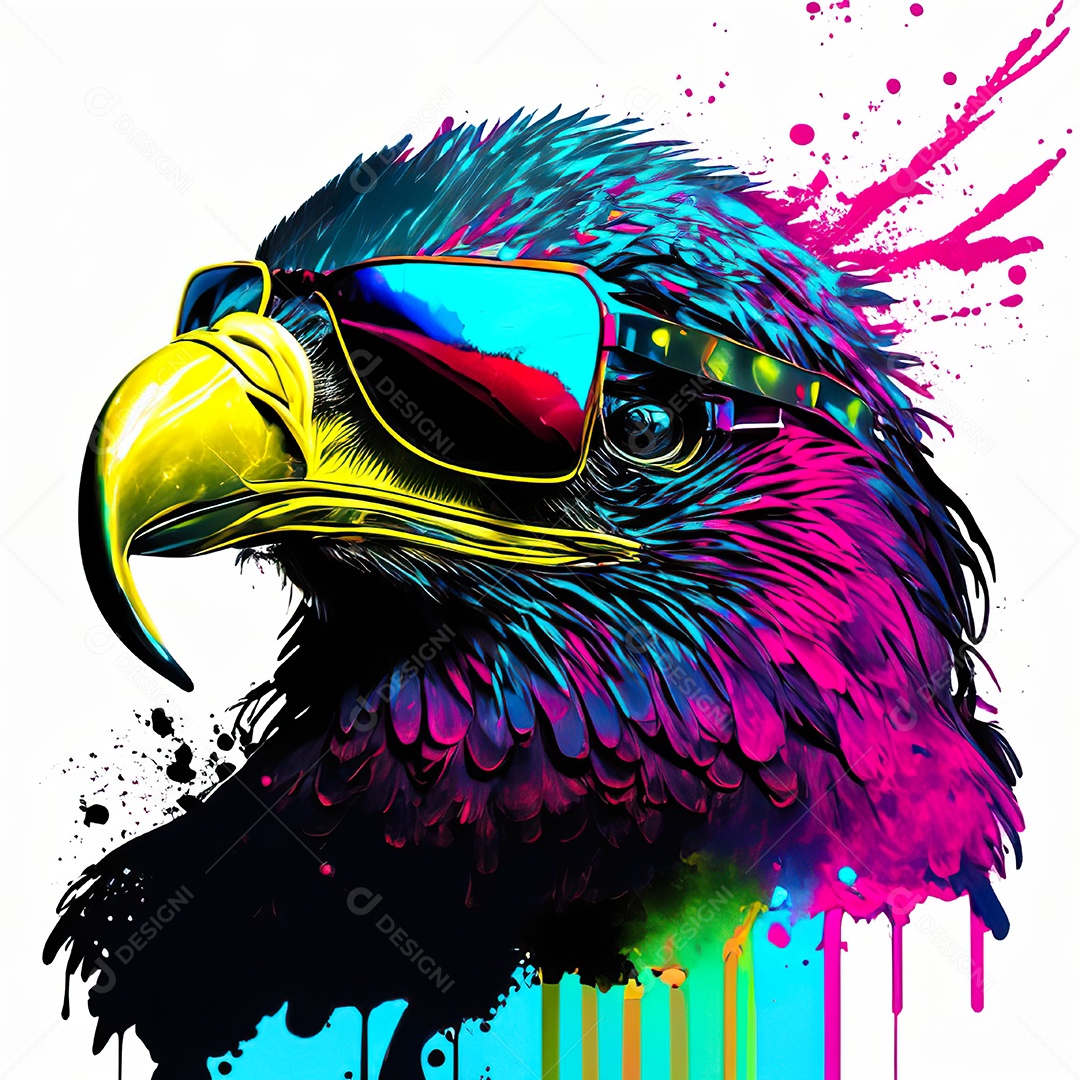 Águia colorida sem fundo está usando um par