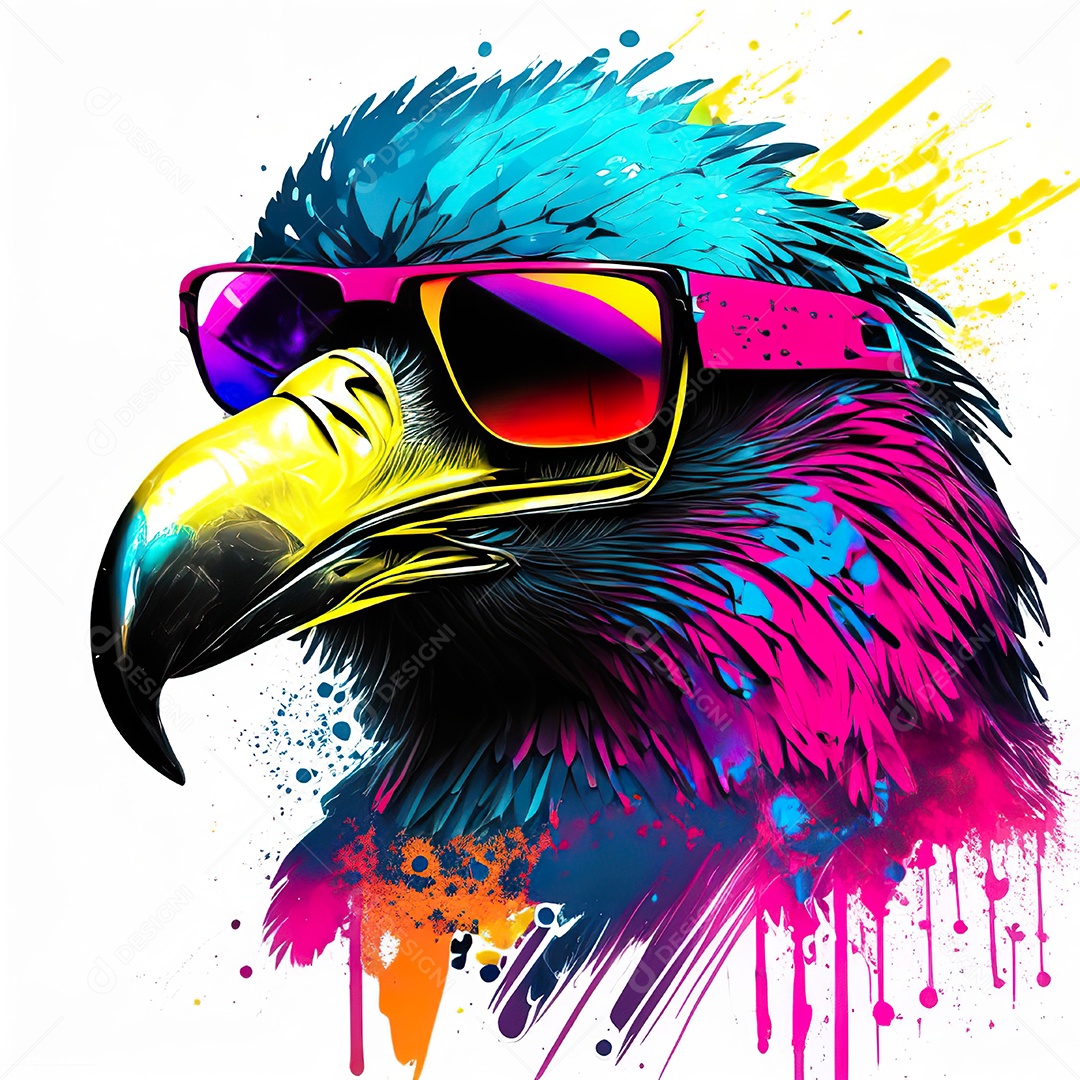 Águia colorida sem fundo está usando um par