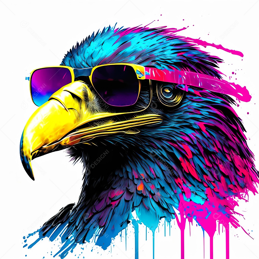 Águia colorida sem fundo está usando um par