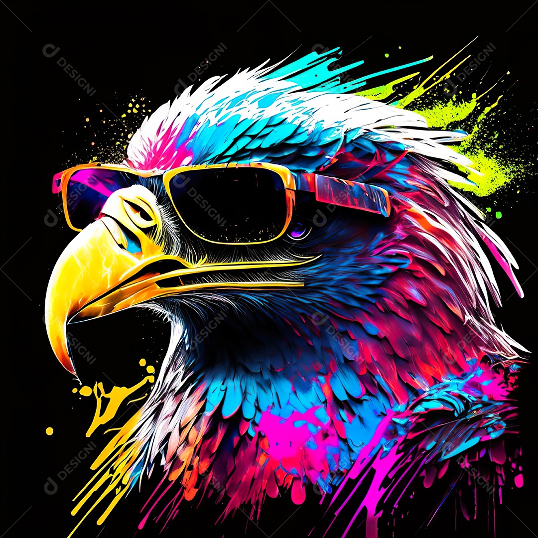 Águia colorida sem fundo está usando um par