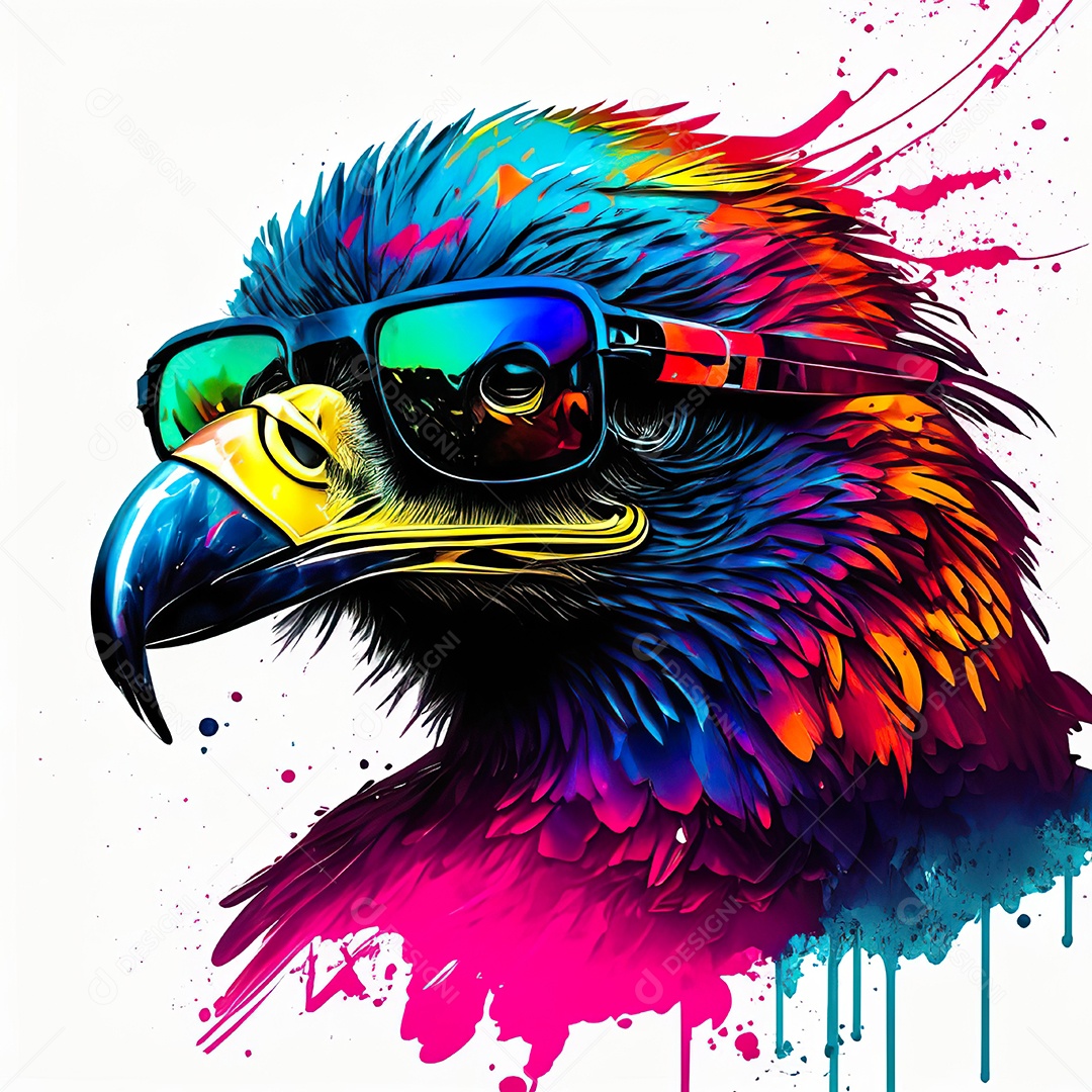 Águia colorida sem fundo está usando um par