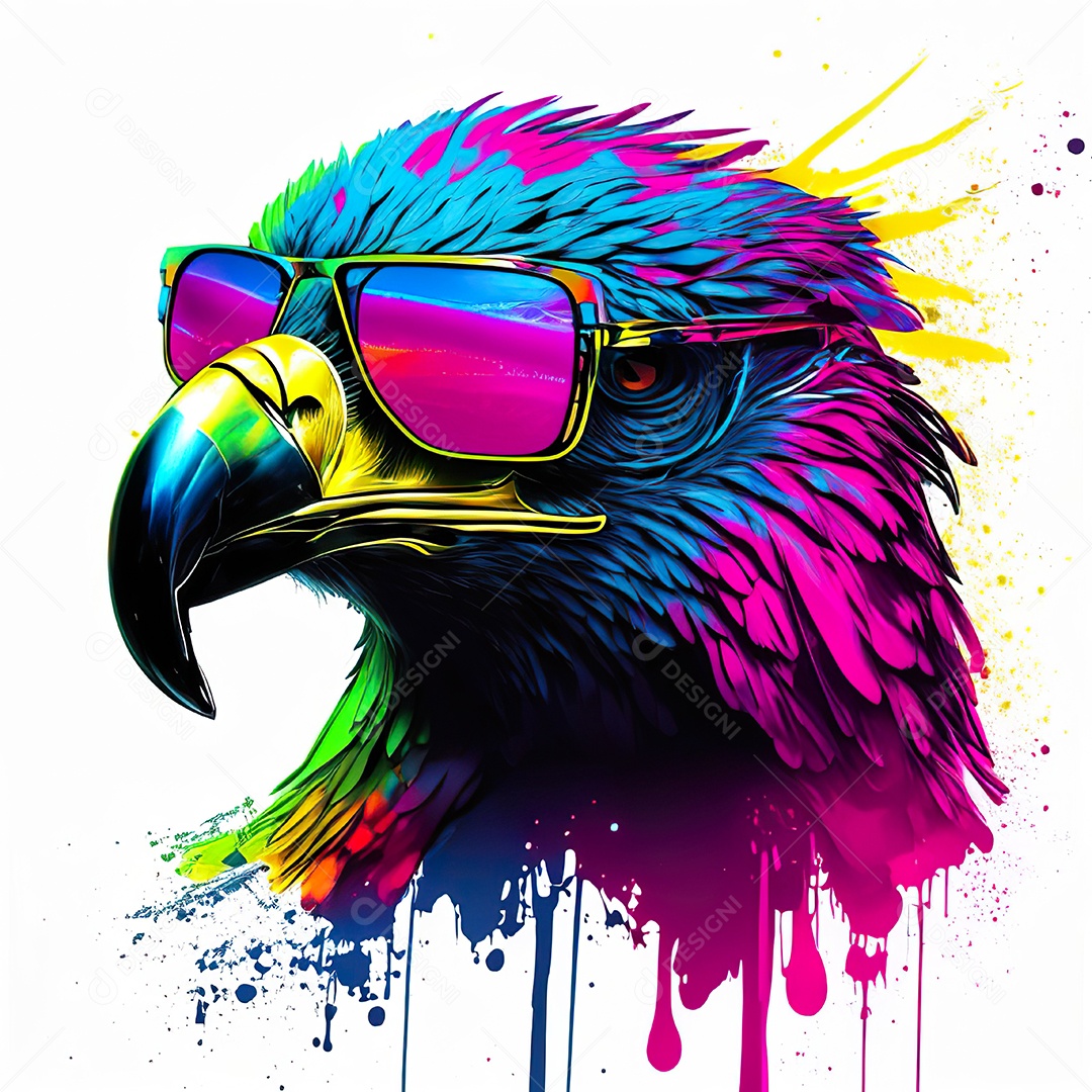 Águia colorida sem fundo está usando um par