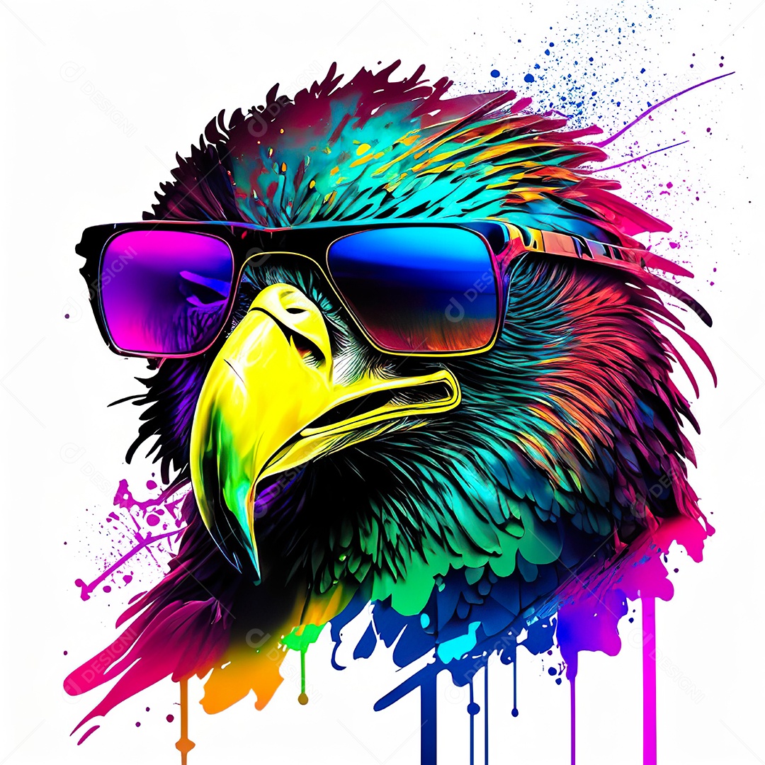 Águia colorida sem fundo está usando um par
