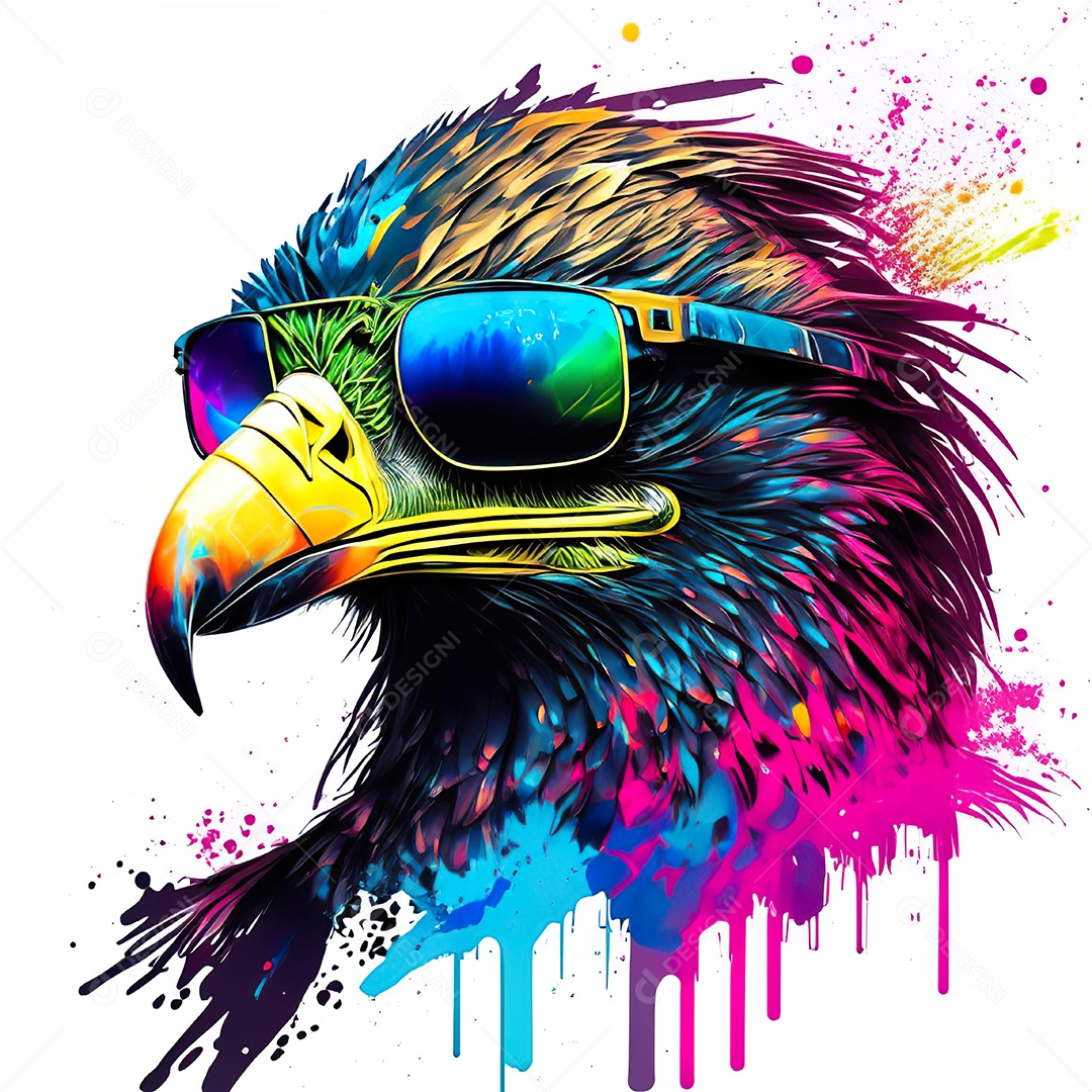 Águia colorida sem fundo está usando um par
