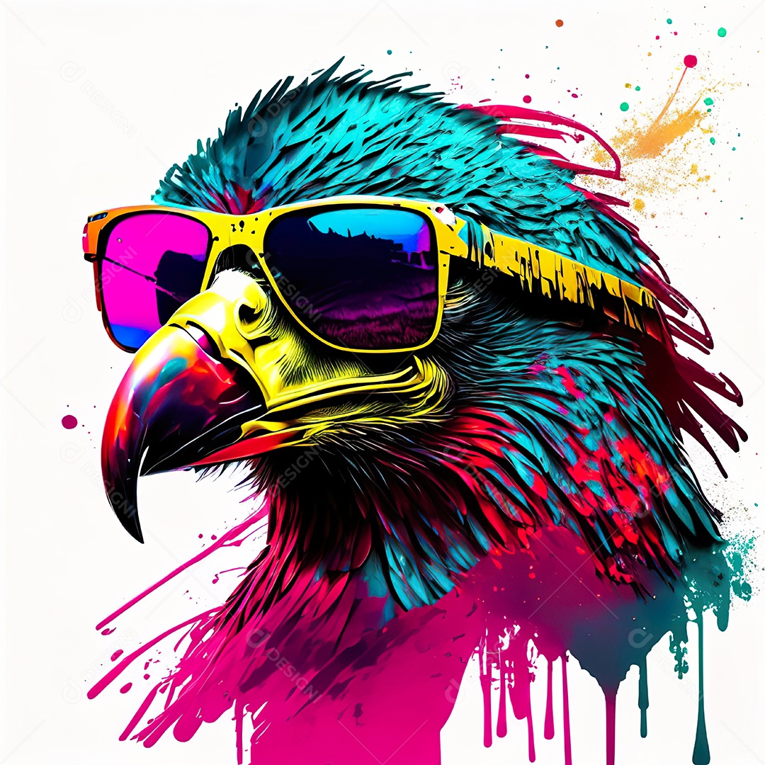 Águia colorida sem fundo está usando um par