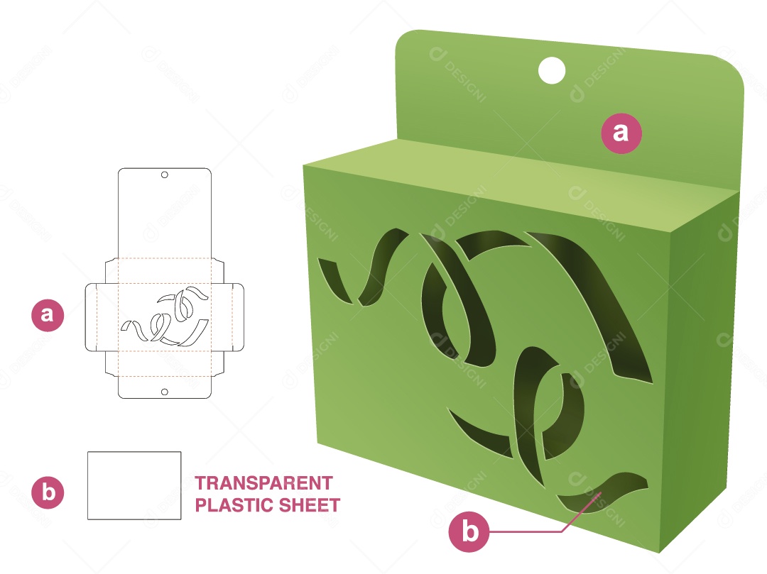 Caixa para Presente Natalina Maquete 3D Verde Vetor EPS