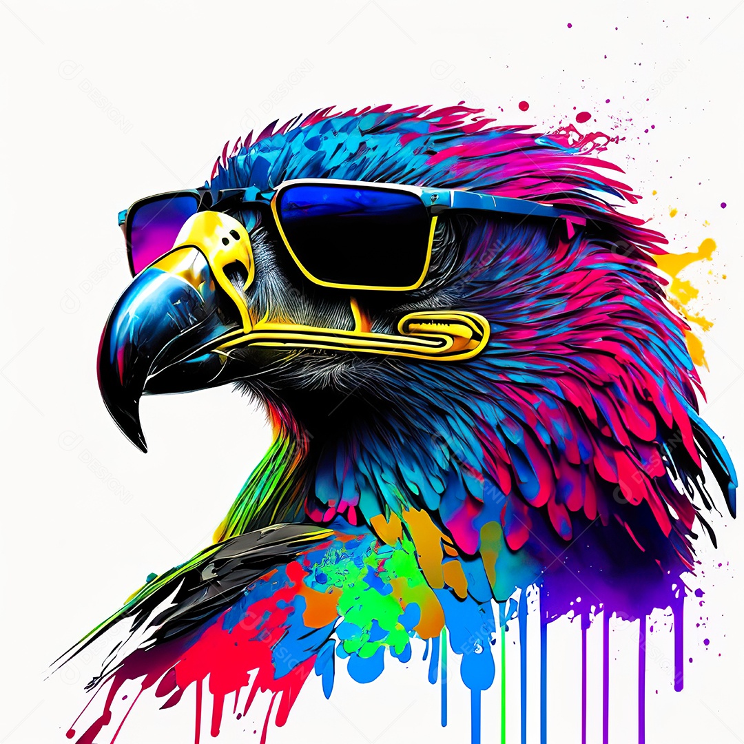 Águia colorida sem fundo está usando um par