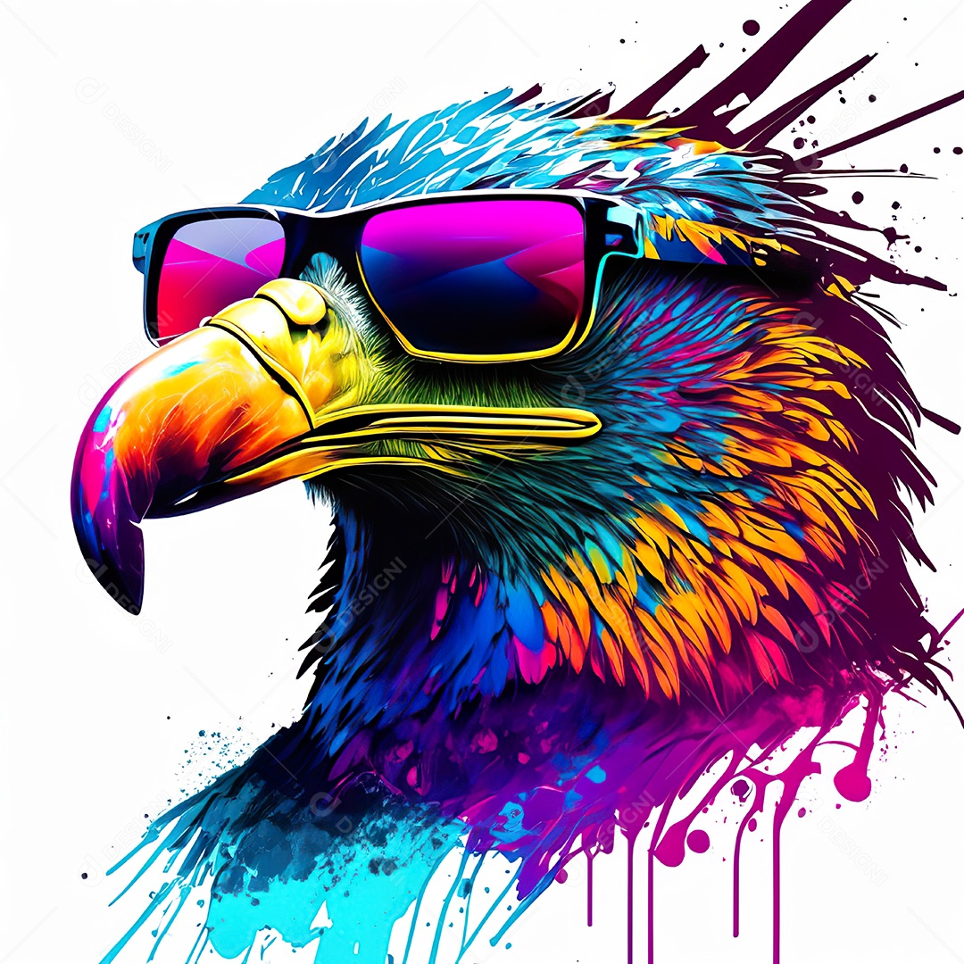 Águia colorida sem fundo está usando um par