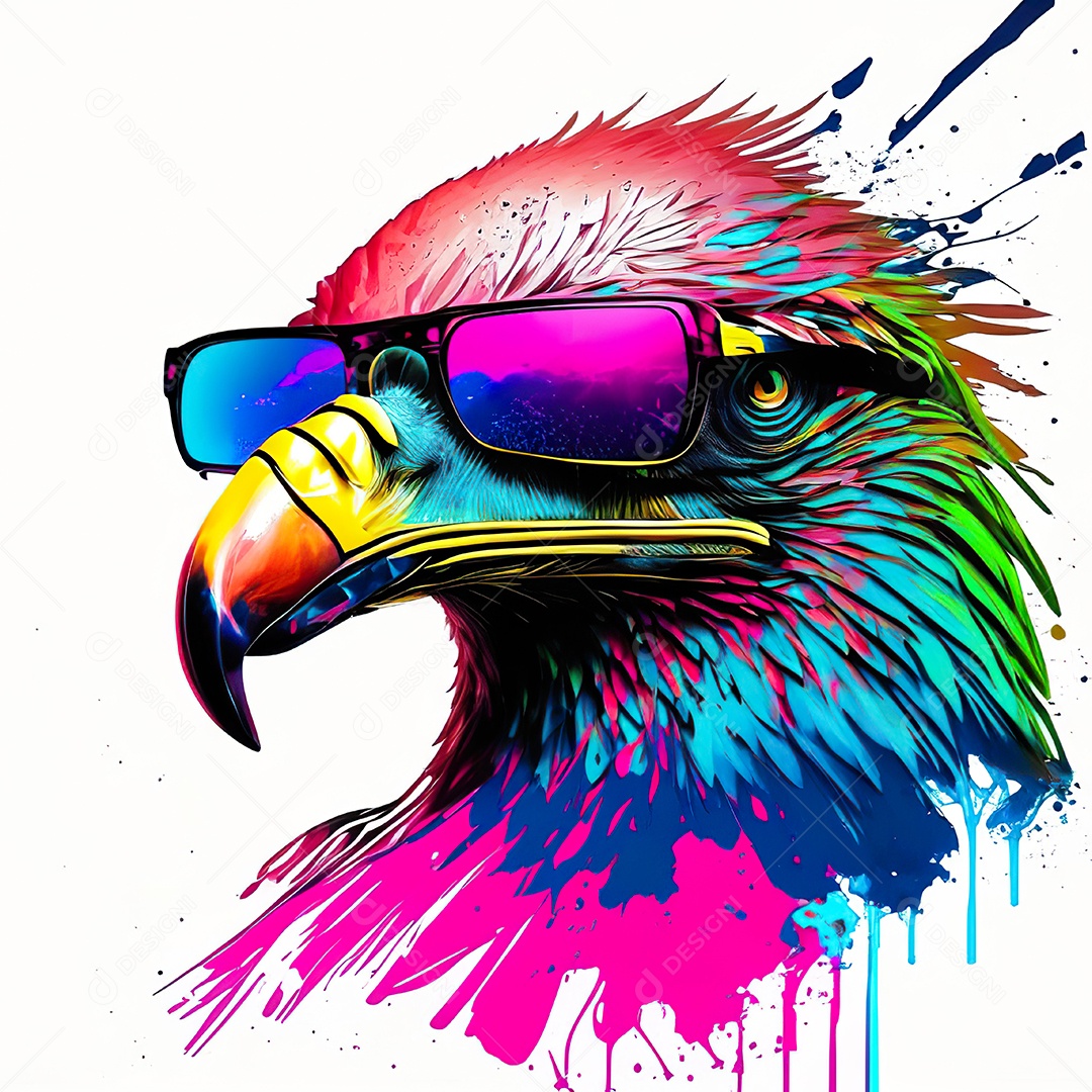 Águia colorida sem fundo está usando um par