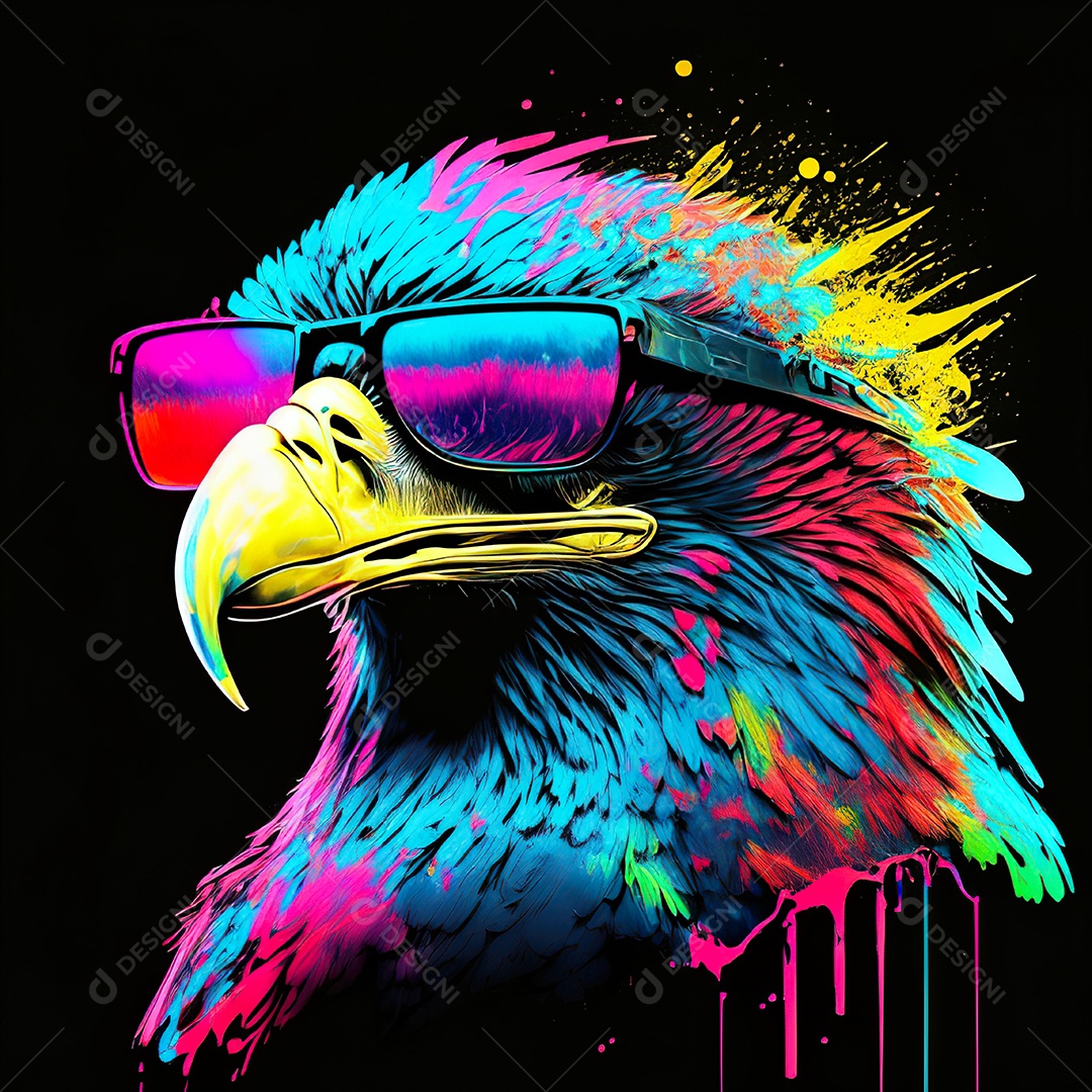 Águia colorida sem fundo está usando um par