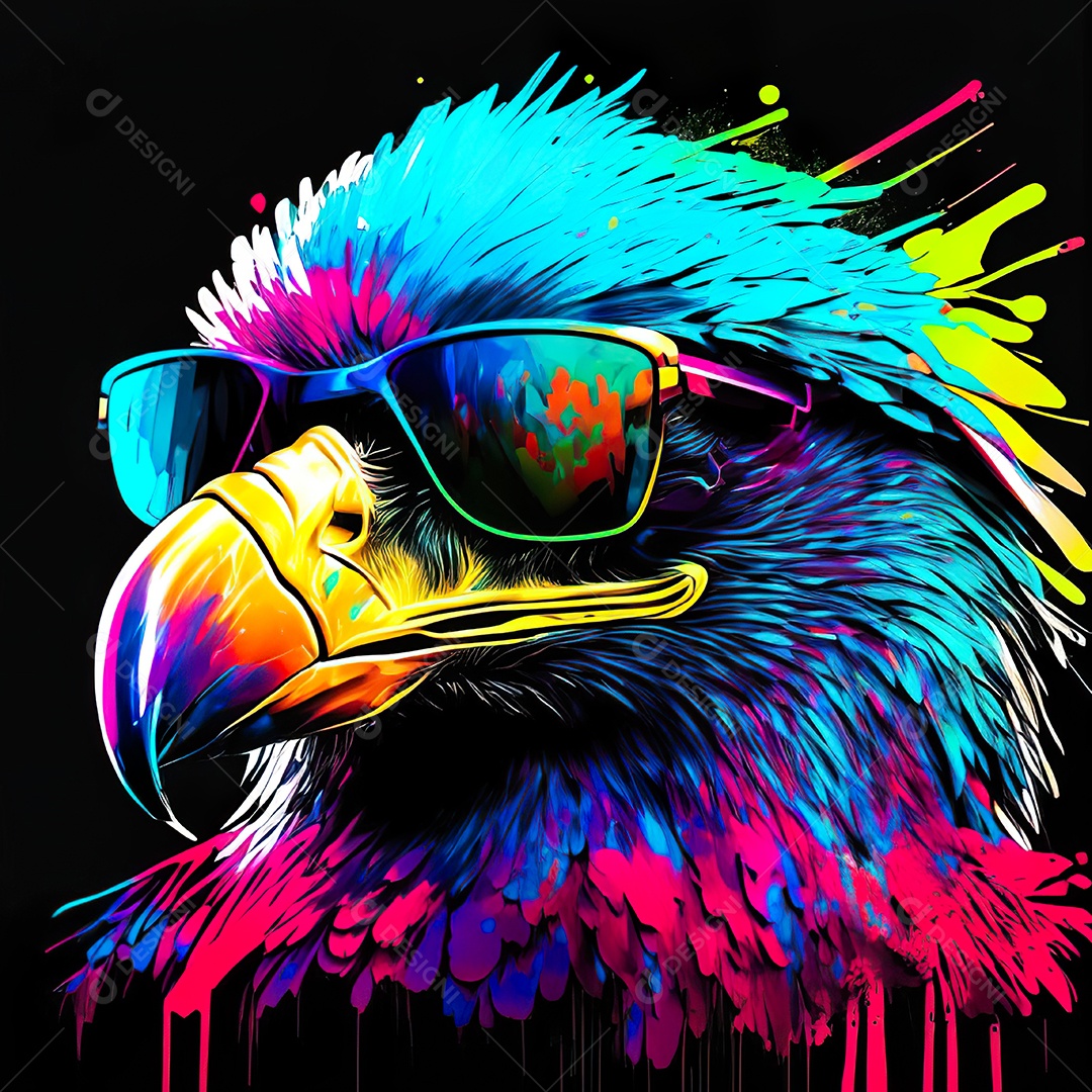 Águia colorida sem fundo está usando um par