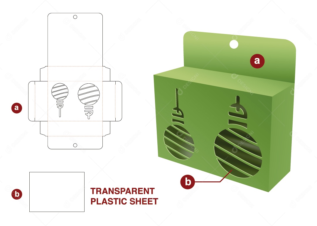 Caixa para Presente Natalina Maquete 3D Verde Vetor EPS