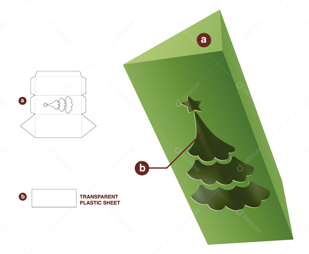 Maquete 3D Verde de Caixa de Presente Natalina Vetor EPS
