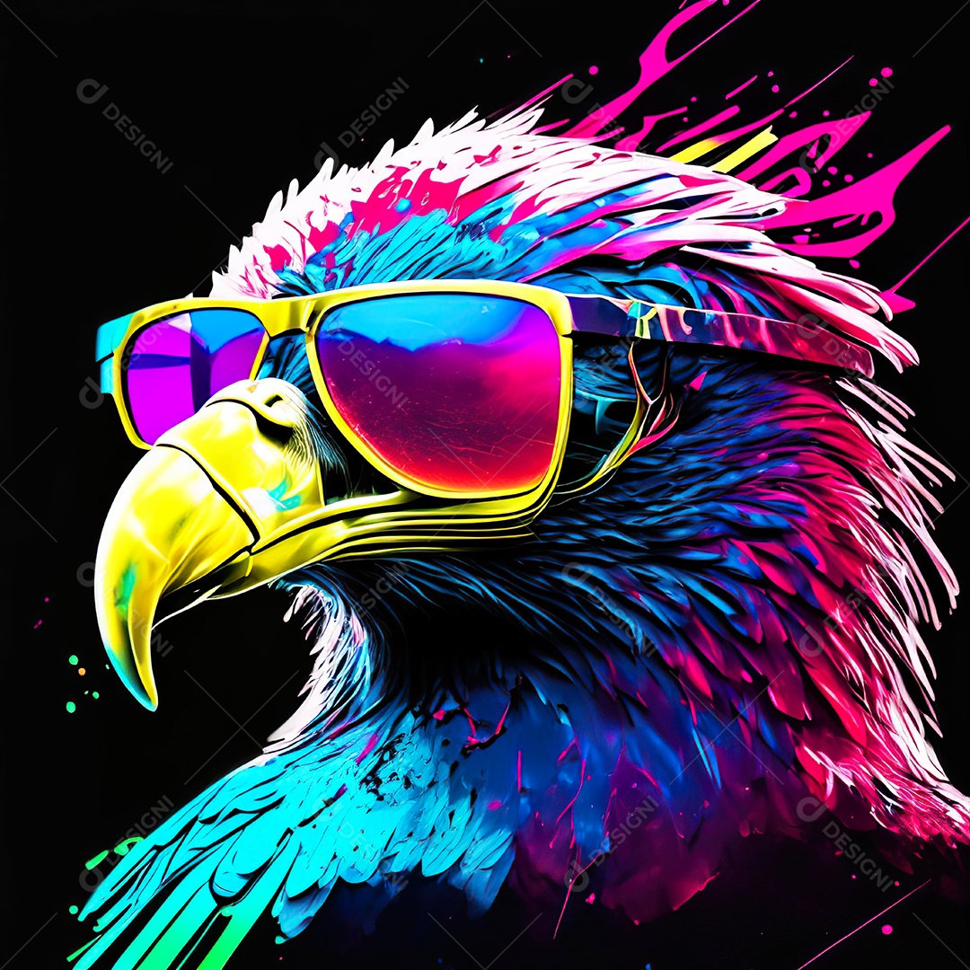 Águia colorida sem fundo está usando um par