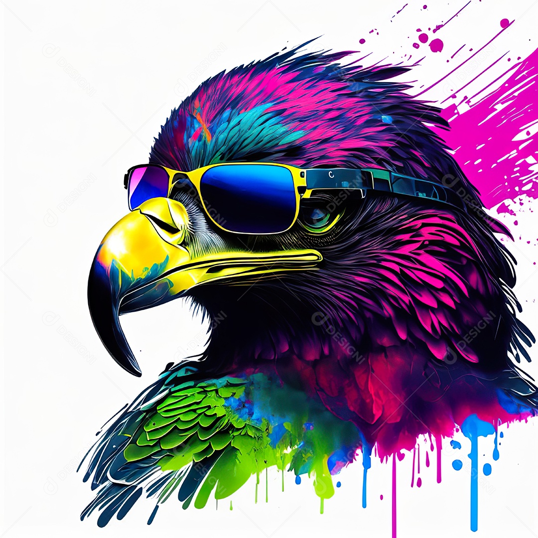 Águia colorida sem fundo está usando um par