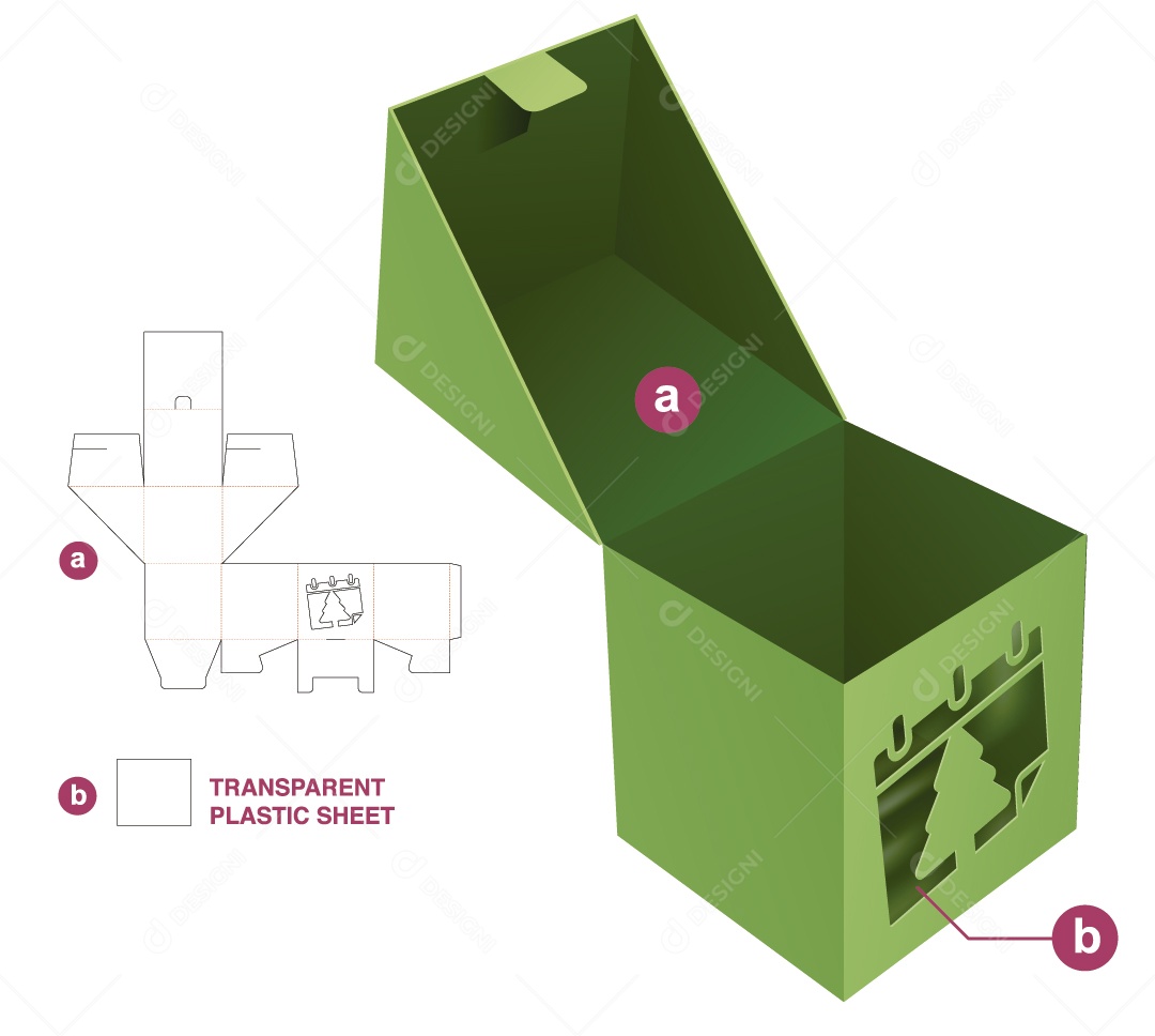 Maquete 3D Verde de Caixa de Presente Natalina Vetor EPS