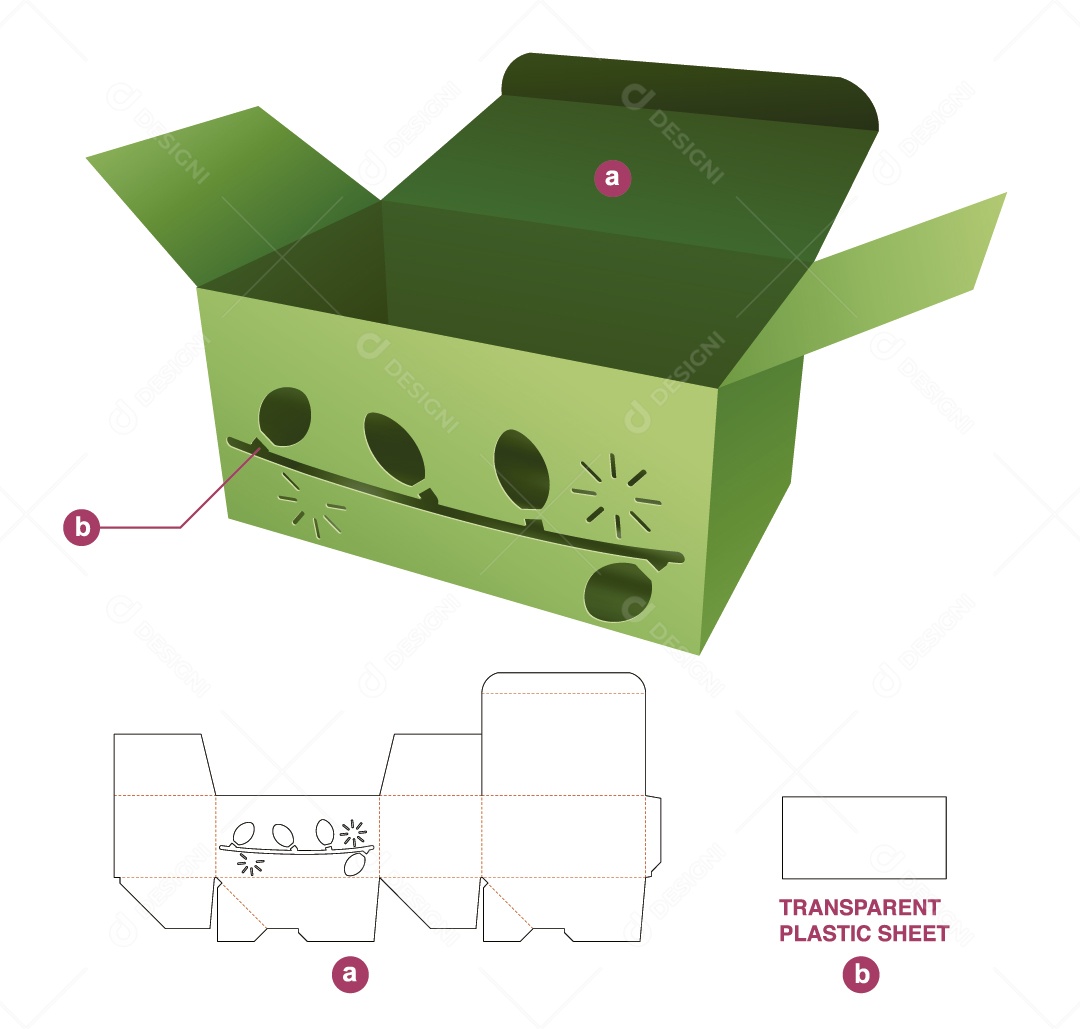 Maquete 3D Verde de Caixa de Presente Natalina Vetor EPS