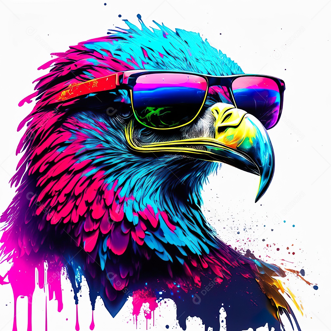 Águia colorida sem fundo está usando um par