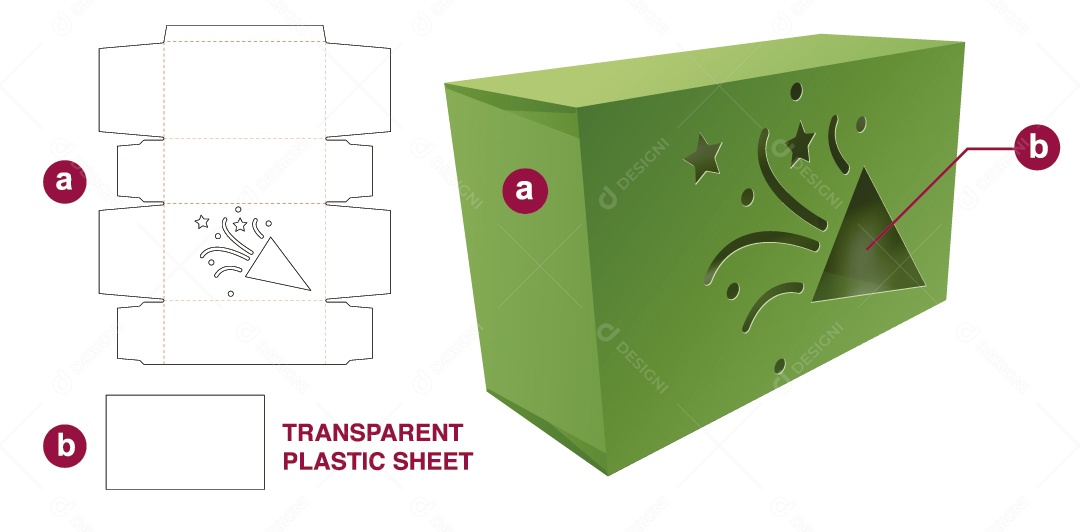 Maquete 3D Verde de Caixa de Presente Natalina Vetor EPS