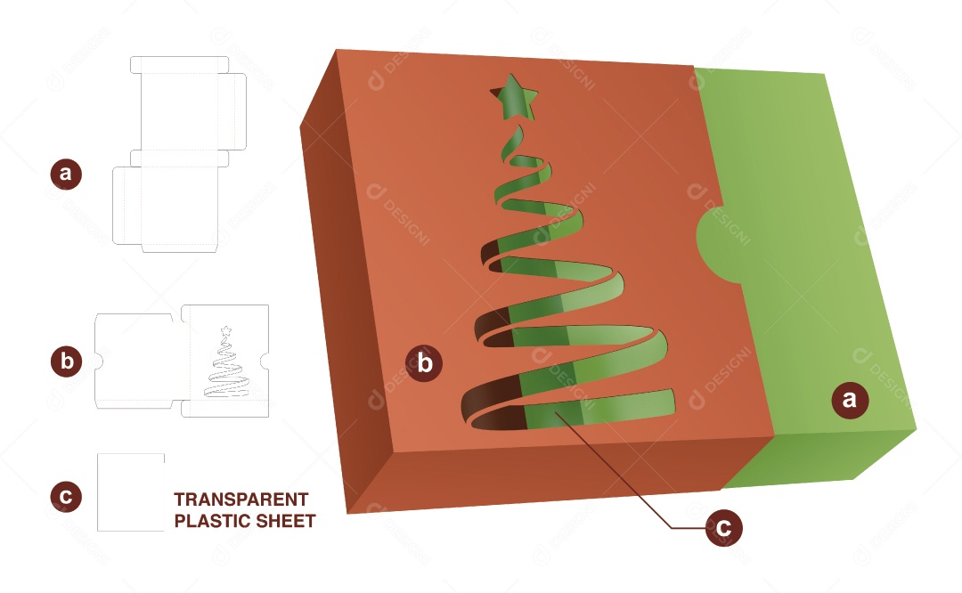 Caixa de Natal e Maquete 3D Verde Vetor EPS