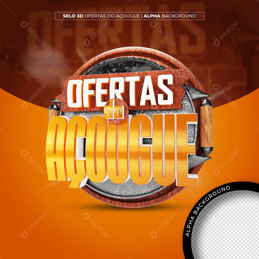Selo 3D Ofertas do Açougue Para Composição PSD