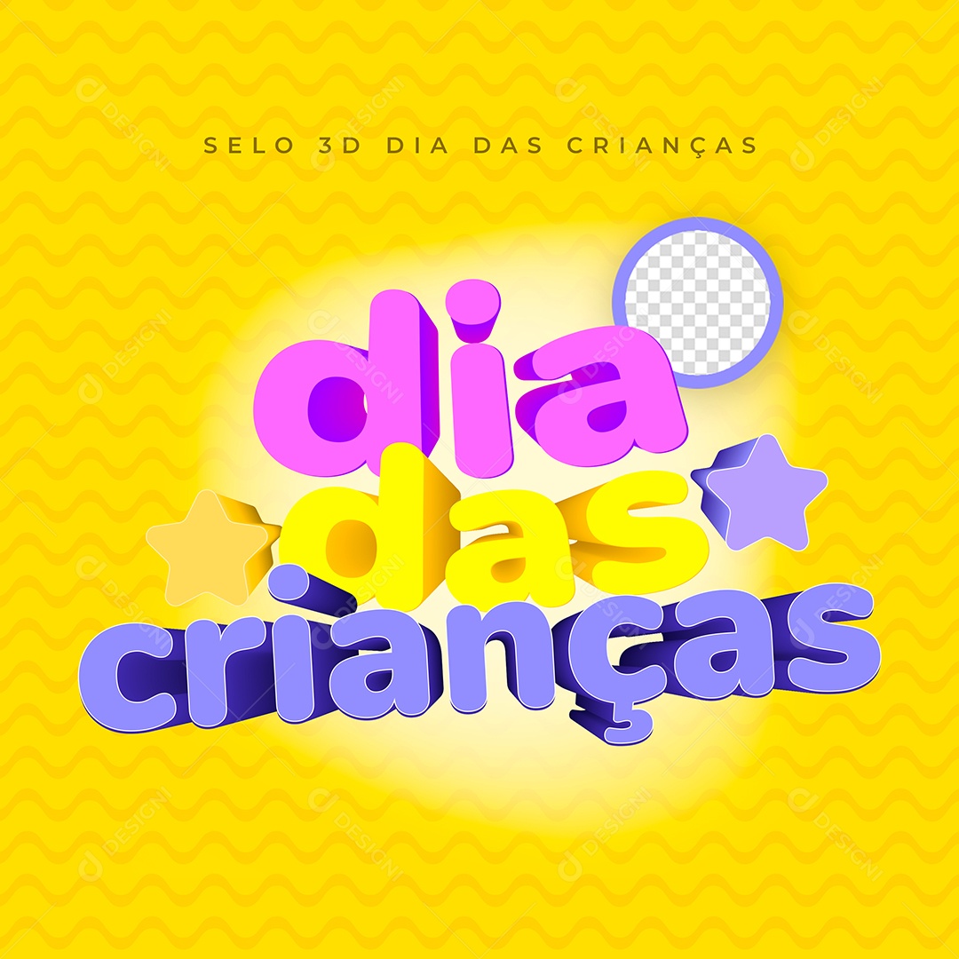 Selo 3D Dia Das Crianças Para Composição PSD
