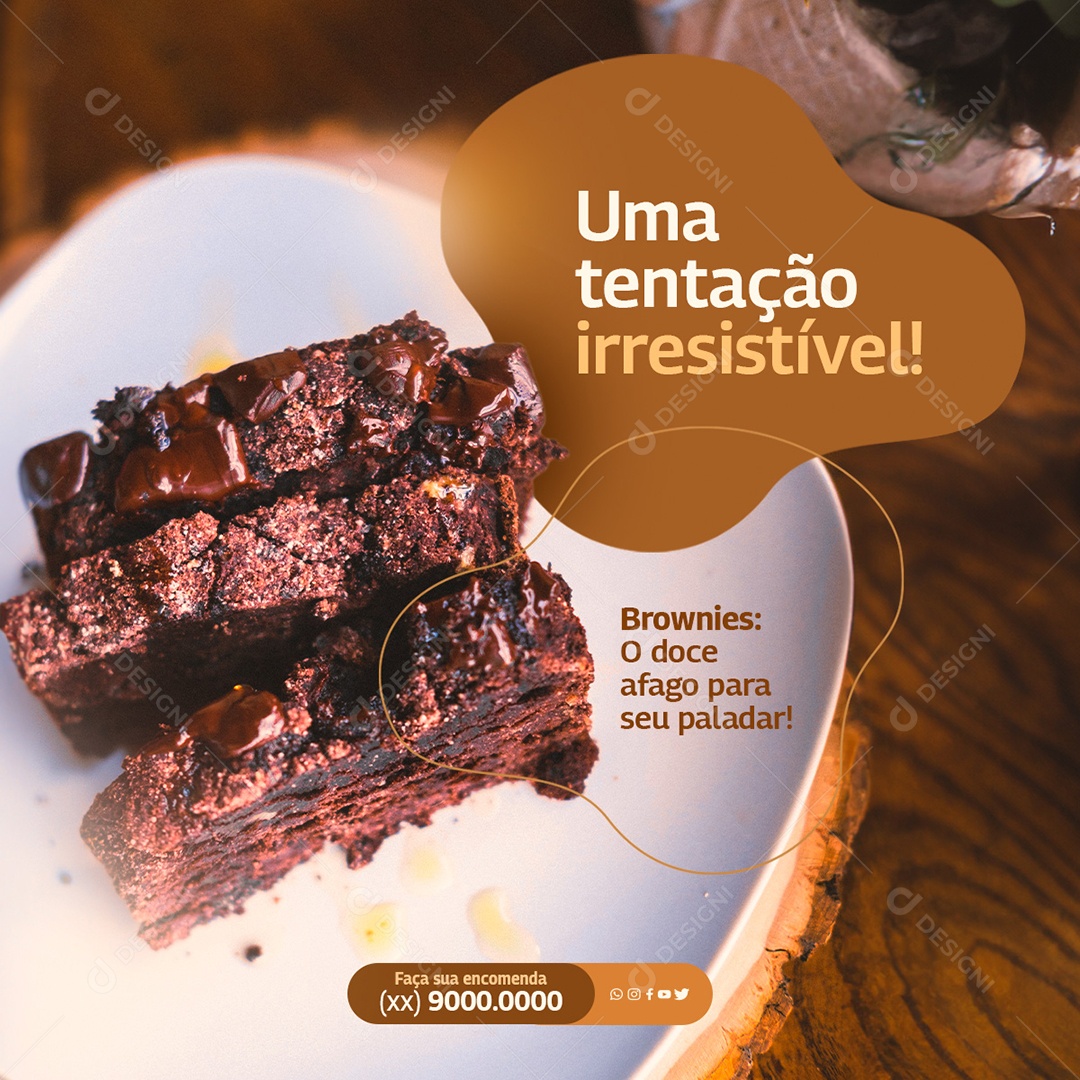 Social Media Uma Tentação Irresistível Brownies PSD Editável