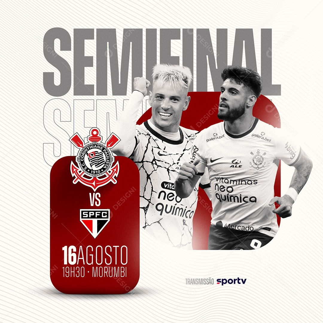 Futebol Semifinal Corinthians Vs São Paulo Social Media PSD Editável