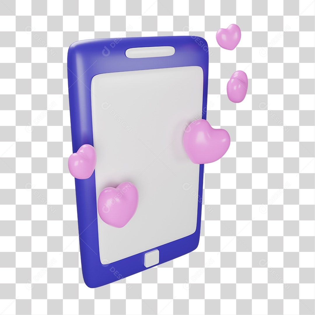 Celular Corações Tela PNG Transparente