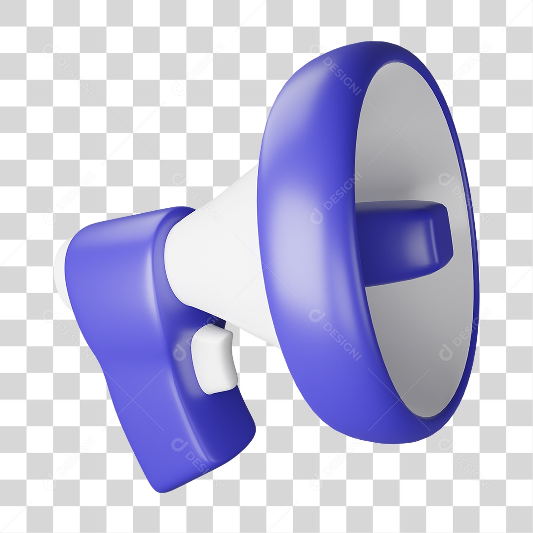 Elemento 3D Megafone Azul PNG Transparente