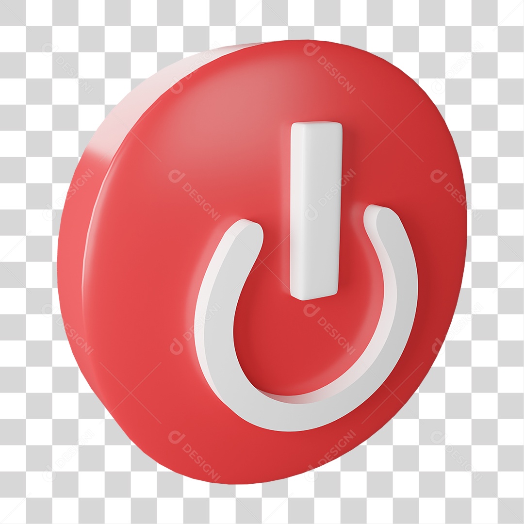 Botão Power Vermelho PNG Transparente
