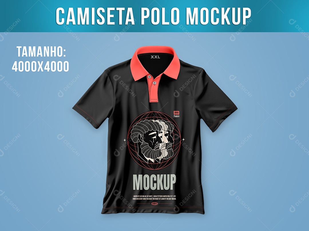 Mockup camiseta gola polo Camisa Preta PSD