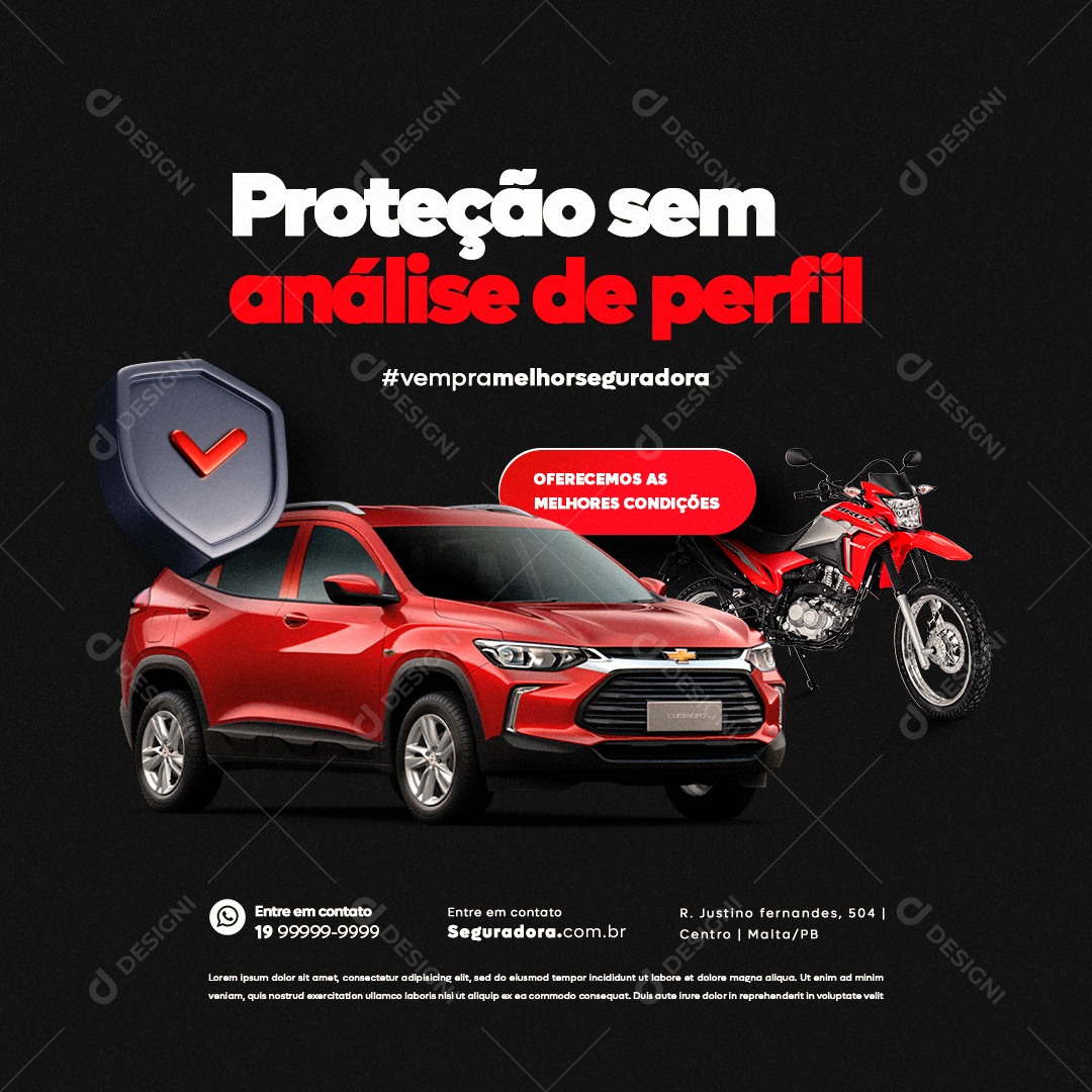 Seguro Proteção sem Análise de Perfil Social Media PSD Editável