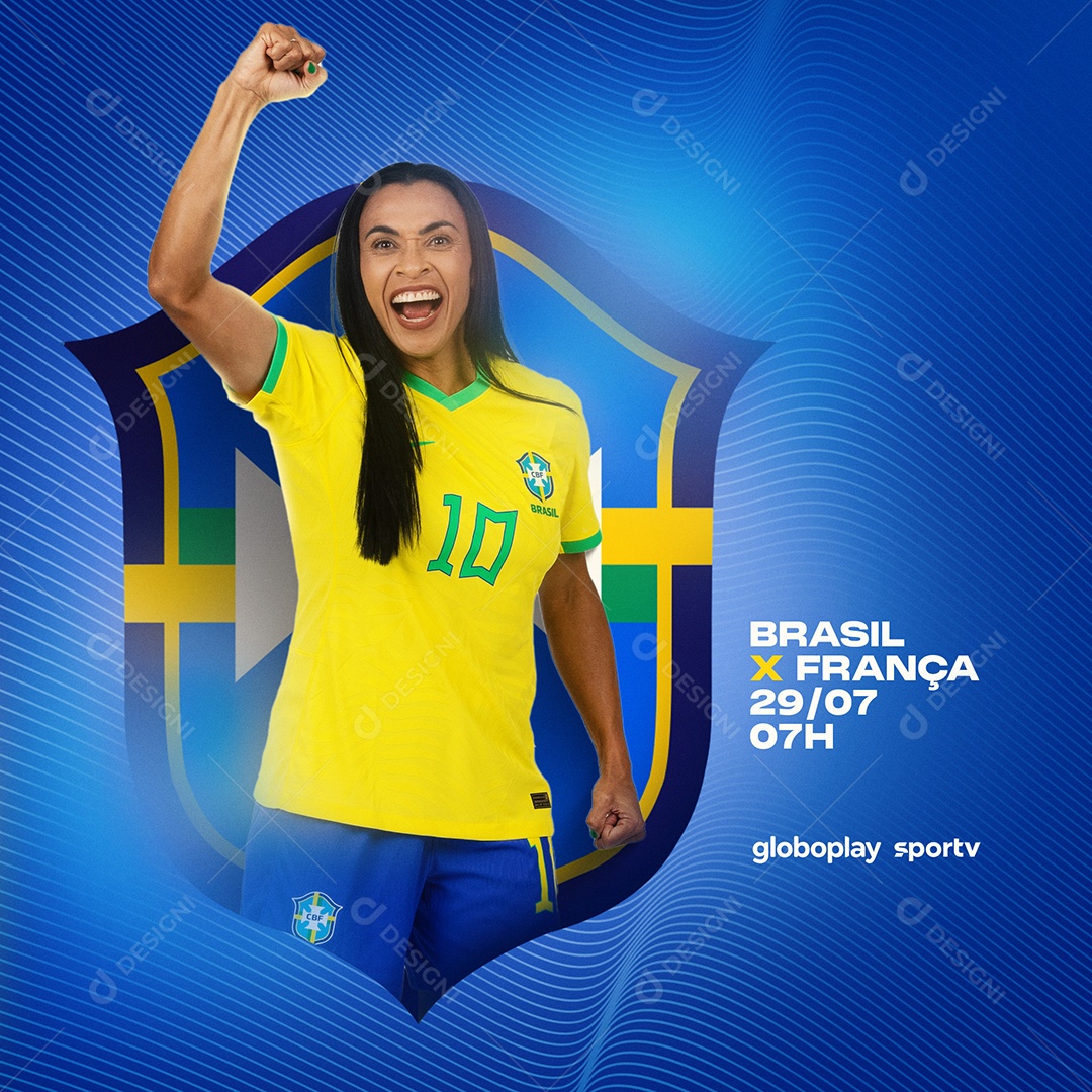 Brasil X França Futebol Feminino Social Media PSD Editável