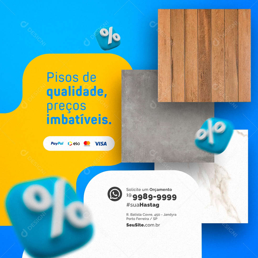 Loja de Pisos Qualidade Preços Imbatíveis Social Media PSD Editável