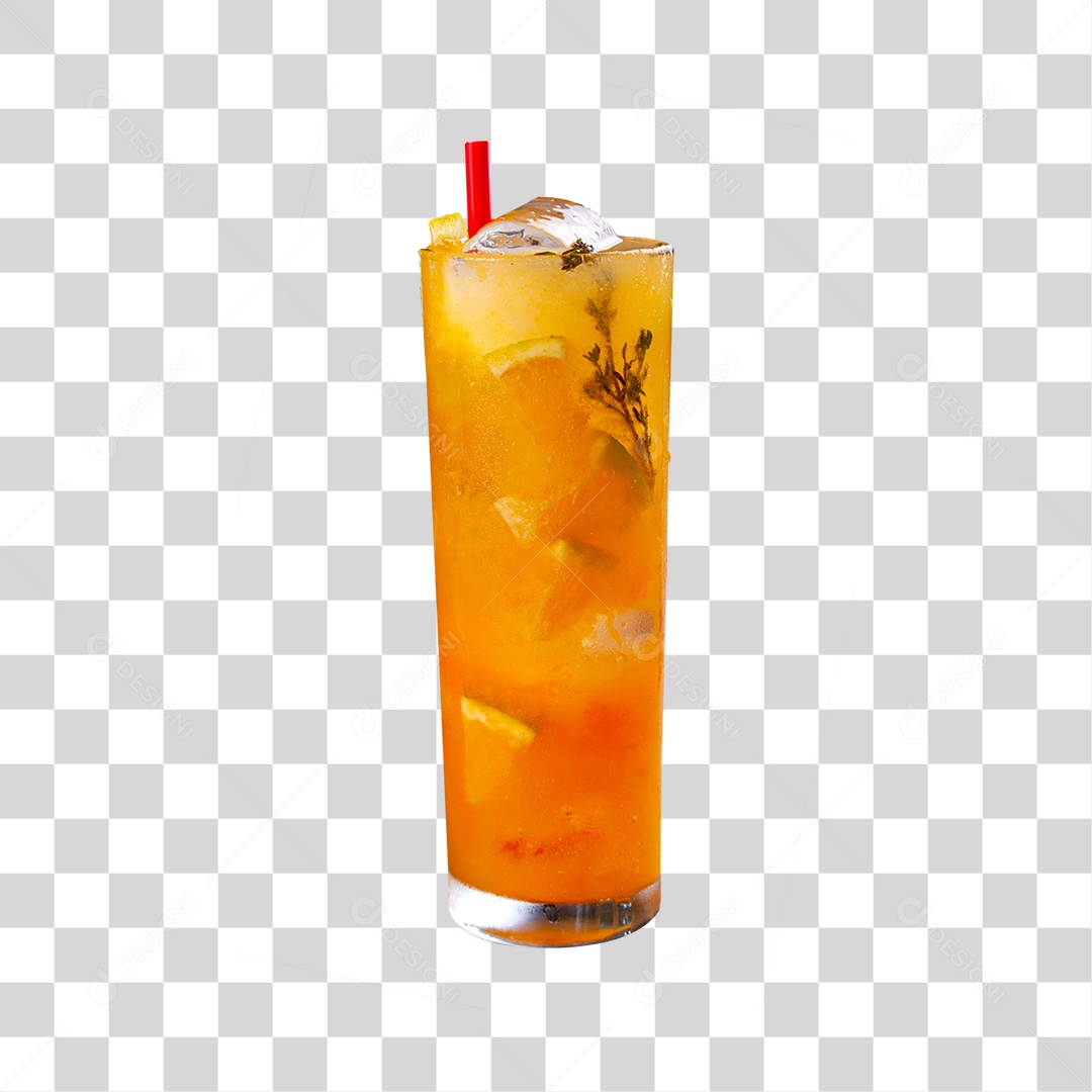 Suco de Laranja em Copo com Canudo PNG Transparente