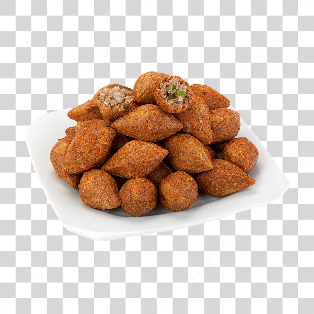 Pilha de Quibe Fritos em Prato PNG Transparente