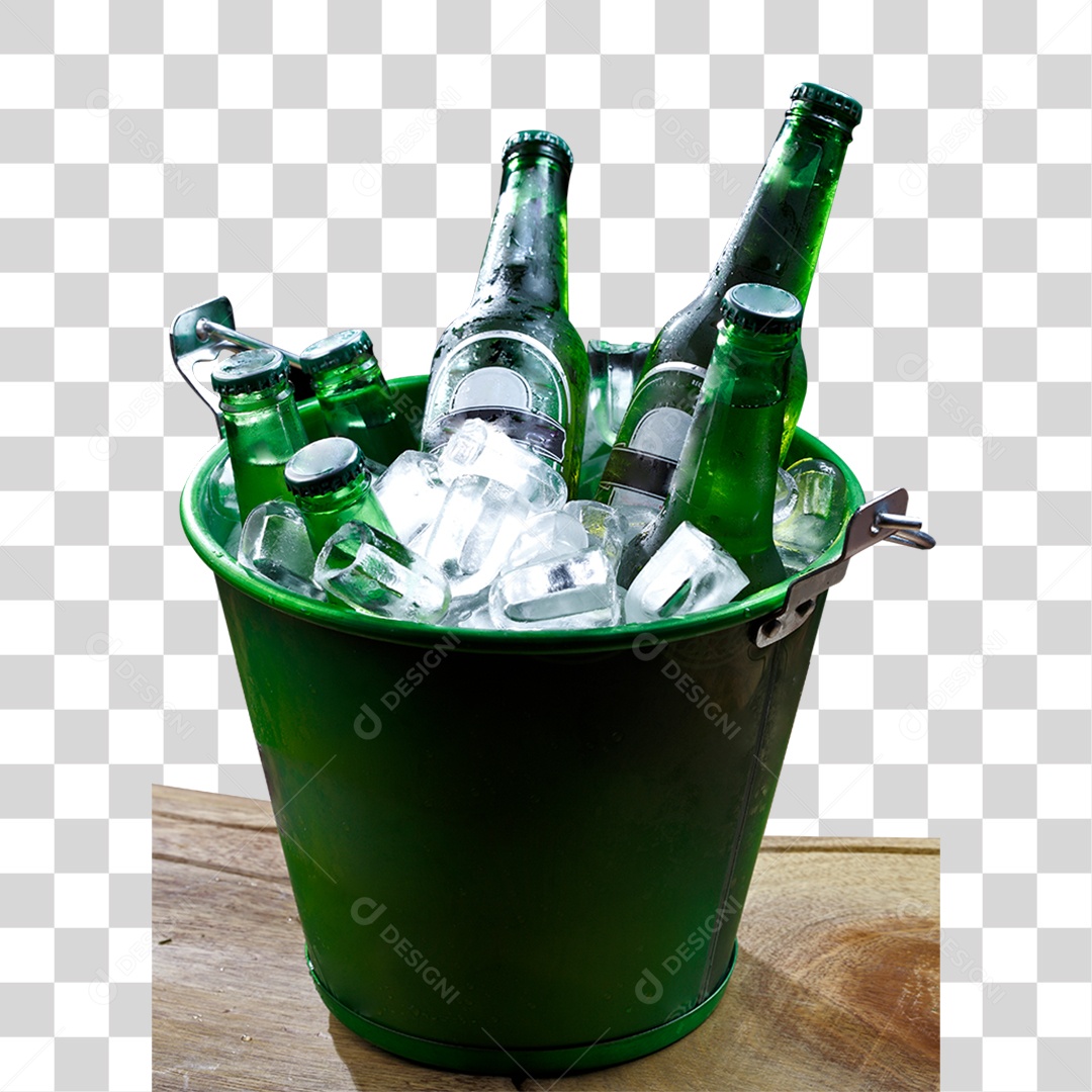 Balde de Cerveja com Gelo PNG Transparente