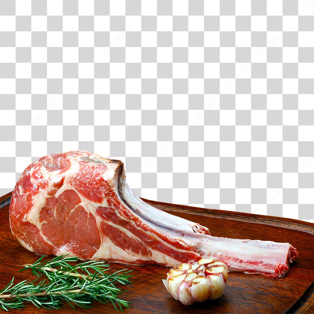 Corte de Carne Costela em Tabua e Alho PNG Transparente