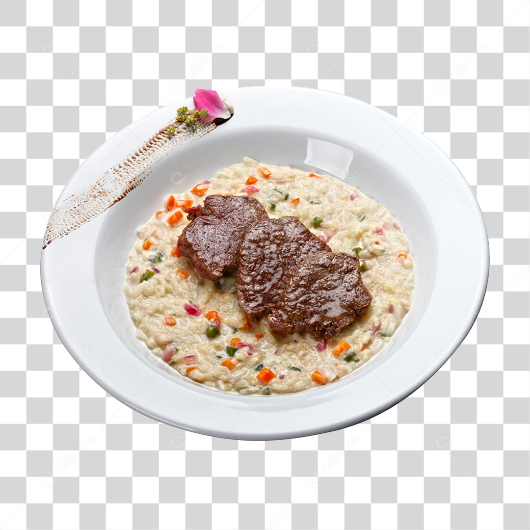 Prato de Risoto com Carne PNG Transparente