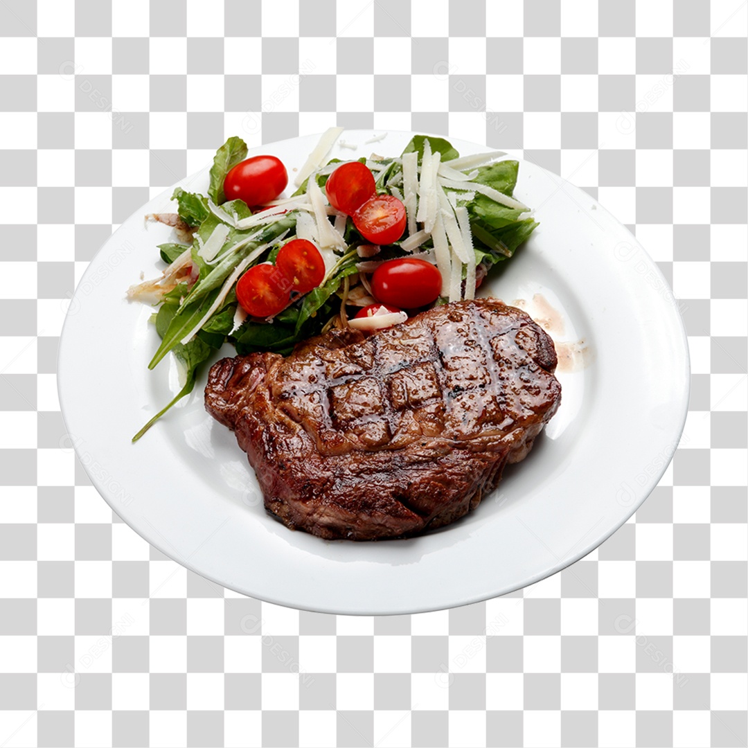 Prato com Carne Assada e Saladas PNG Transparente