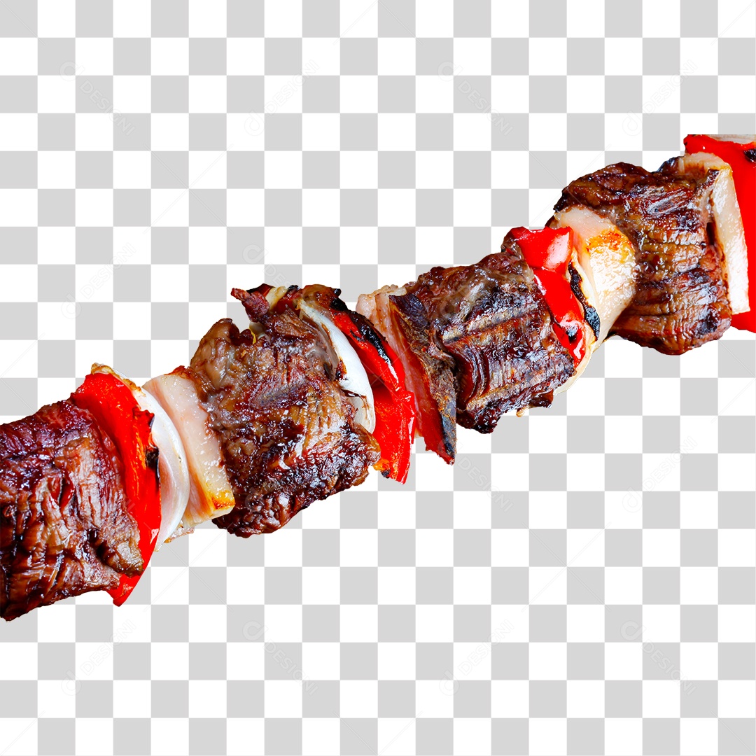 Espetinho de Carne com Saladas PNG Transparente
