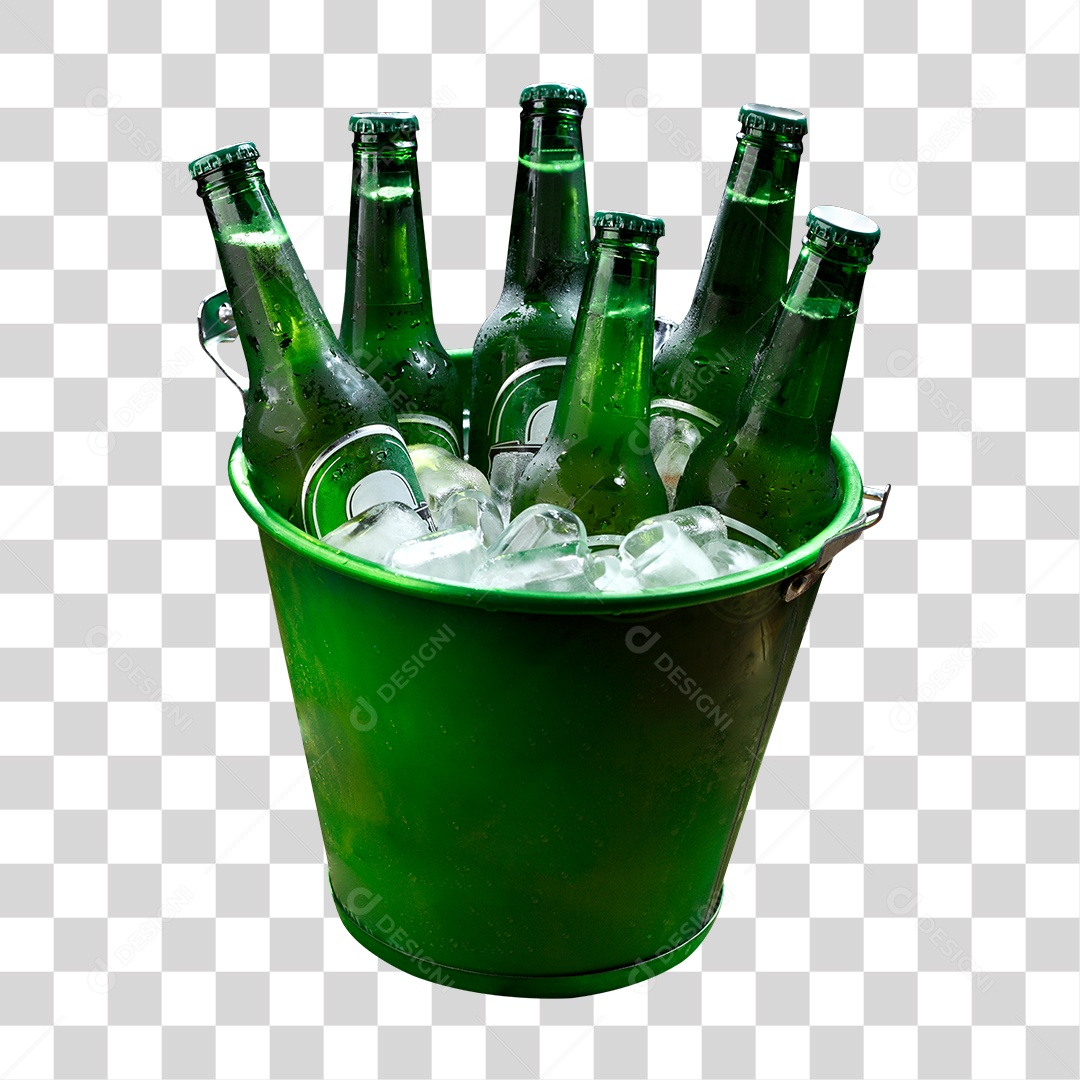 Balde de Cerveja com Gelo PNG Transparente