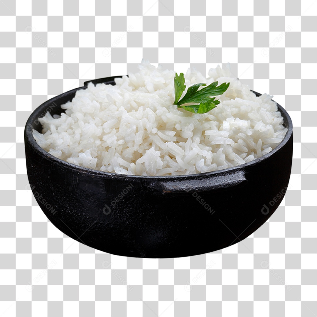 Porção de Arroz em Tigela e Coentro