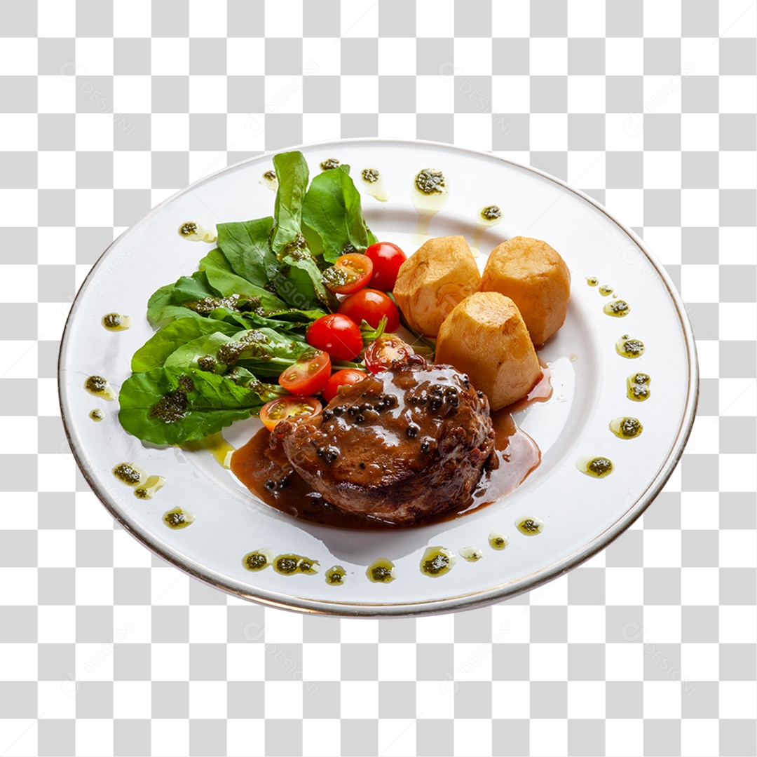 Prato de Comida Servido PNG Transparente