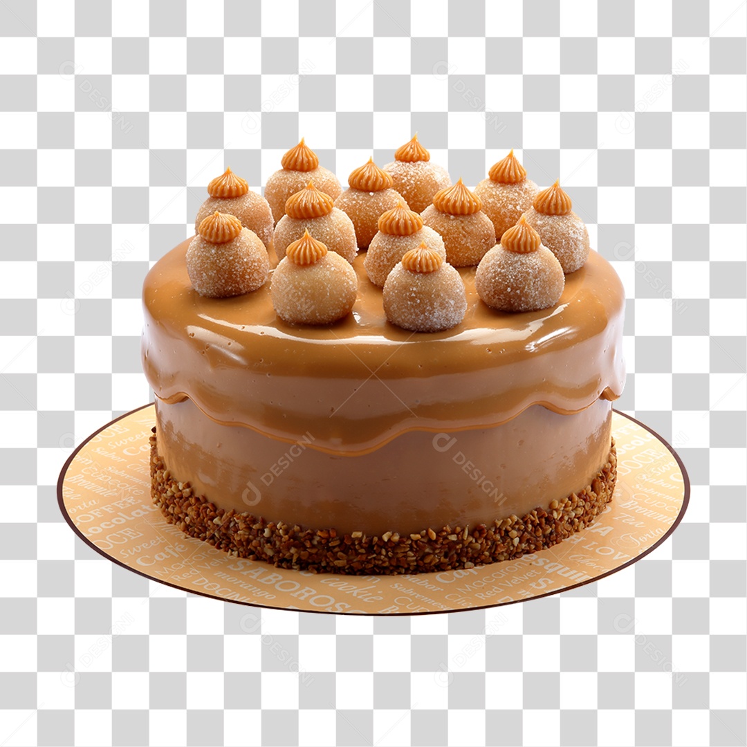 Bolo com Cobertura de Caramelo PNG Transparente