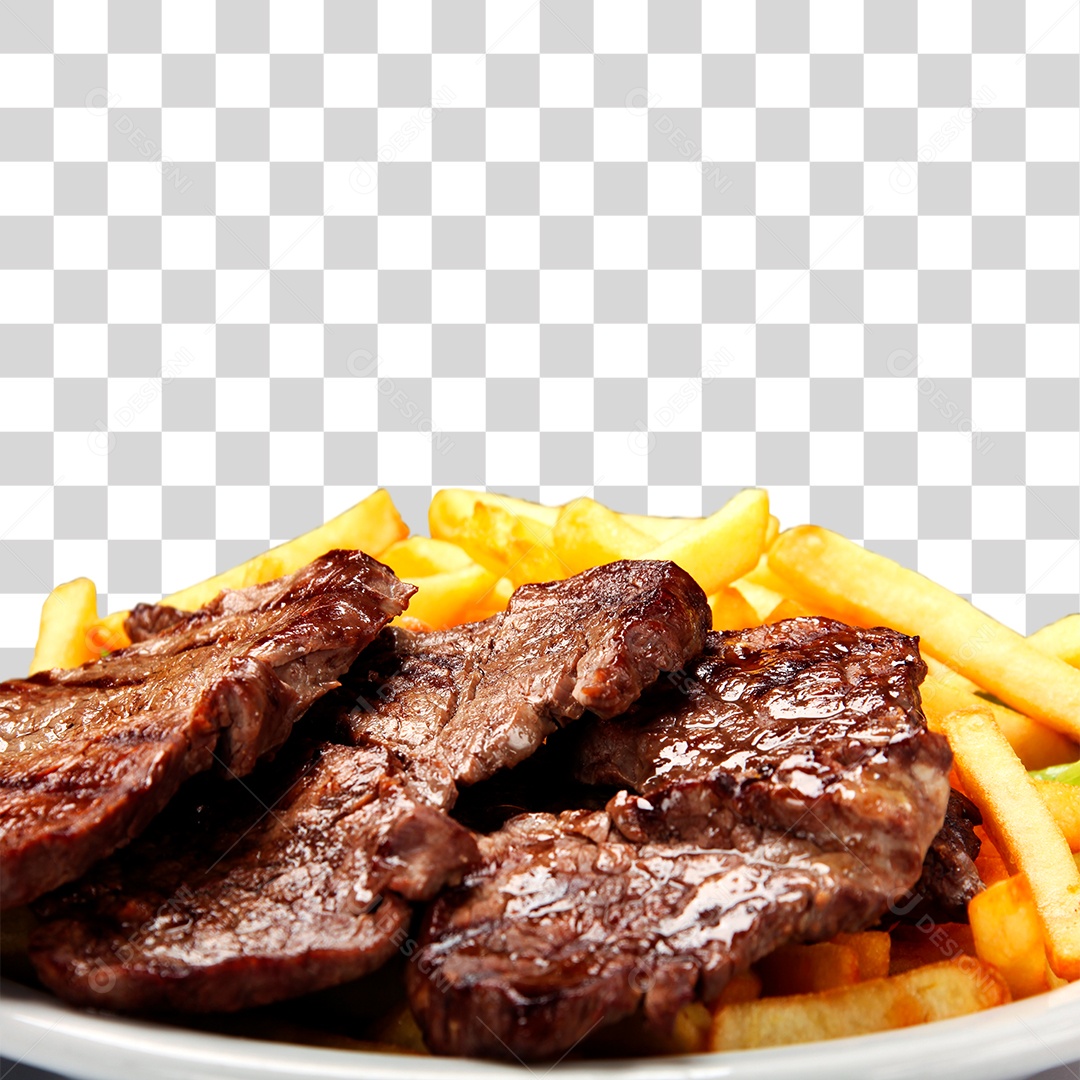 Prato com Carne Assada e Batatas PNG Transparente