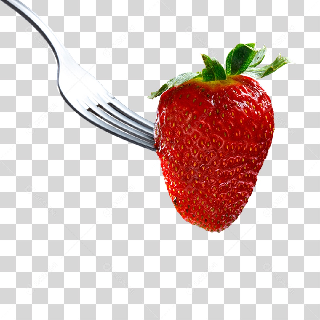 Morango em Garfo PNG Transparente