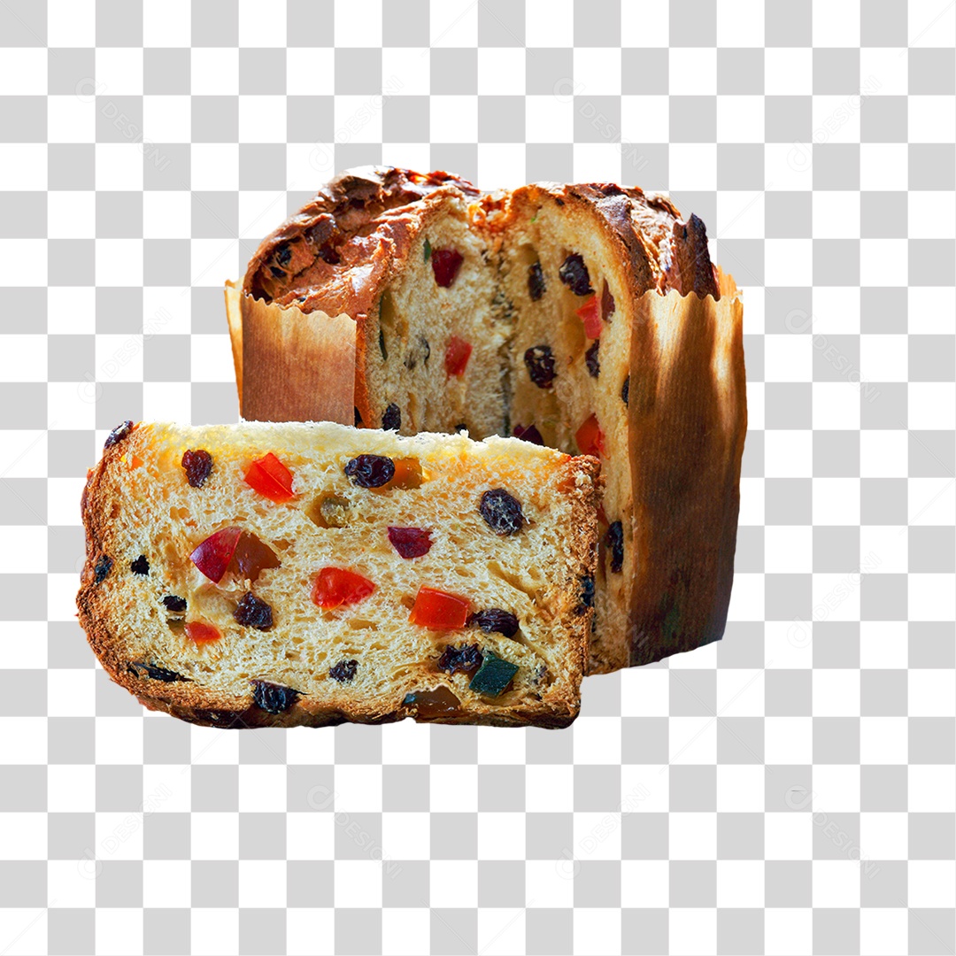 Panetone com Bolo e Frutas PNG Transparente